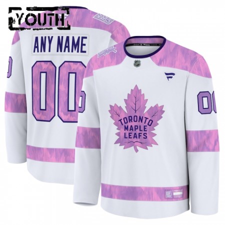 Toronto Maple Leafs Dresy Personalizované Fanatics Hockey Fights Cancer Practice 2024-25 Bílý - Dětské Toronto Maple Leafs Dresy Personalizované Fanatics Hockey Fights Cancer Practice 2024-25 Bílý - Dětské